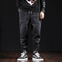 LEEVIRHINO2021秋冬新款男士牛仔裤日系哈伦直筒潮流时尚宽松百搭哈伦裤长裤-2李维犀牛