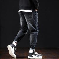 LEEVIRHINO2021秋冬新款男士牛仔裤日系哈伦直筒潮流时尚宽松百搭哈伦裤长裤李维犀牛