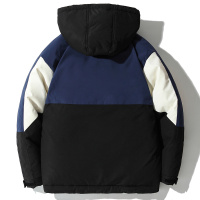 LEEVIRHINO男装冬季新款男士羽绒服男加厚保暖连帽时尚拼色休闲中青少年男士时尚羽绒服男士外套男士潮款衣服李维犀牛