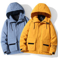 LEEVIRHINO男装冬季新款男士羽绒服男加厚保暖连帽时尚百搭休闲中青少年男士时尚羽绒服男士外套男士潮款衣服李维犀牛