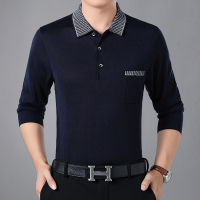 LEEVIRHINO2021年秋季新款中老年男士长袖Polo衫男士商务爸爸装翻领t恤男士T恤男弹力POLO衫男装大码衣服