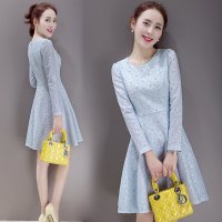 沫沫依莉 2016春季新款收腰修身时尚裙子长袖优雅气质高贵大方时尚连衣裙