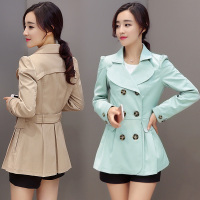 茧竹森 风衣女2016秋冬新款中长款韩版双排扣时尚外套