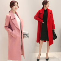 茧竹森 秋冬季新款长袖风衣女装中长款双按扣口袋休闲翻领外套