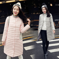 茧竹森 冬季新款圆领羽绒服女装中长款长袖口袋色块拼接单排扣棉衣