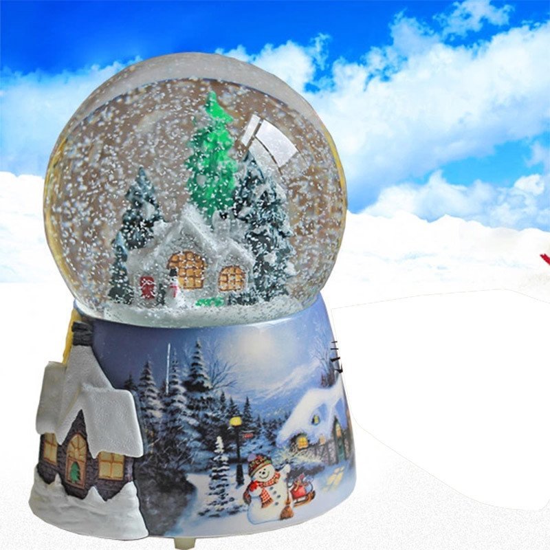MUKUN沐坤 带音乐水晶球雪花圣诞老人 创意水晶球 树脂摆件水晶雪球旋转音乐盒元旦新年情人节礼物礼品