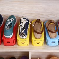 加厚三档可调节双层简易塑料鞋柜环保收纳鞋架 12只装