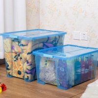 透明塑料收纳箱整理箱客厅储物箱衣物储藏箱 65L 1只装