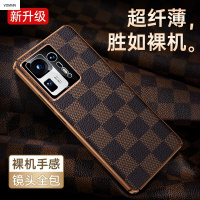 VMONN小米mix4手机壳mix保护套真皮镜头全包格子防摔新款官方pro外壳男超薄欧美高端女mx4个性创意po
