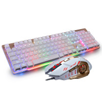 德意龙电竞机械手感键盘游戏打字专用办公鼠标键鼠套装有线家用薄膜金属发光吃鸡cf笔记本外接台式电脑