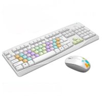 富德 1500无线静音键盘鼠标套装 超薄便携 樱桃滚轮 智能开关 可调节支架 移动办公商务键鼠套装 黑红色