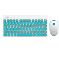 富德 1500无线静音键盘鼠标套装 超薄便携 樱桃滚轮 智能开关 可调节支架 移动办公商务键鼠套装 绿色