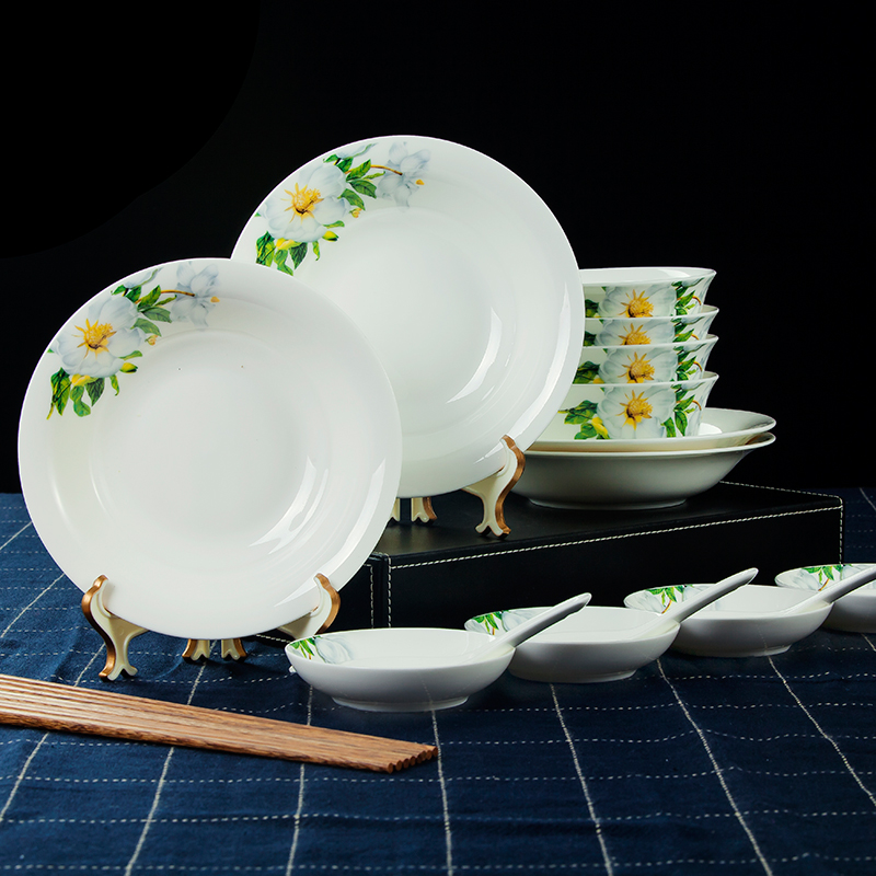 碗碟套装景德镇陶瓷器餐具骨瓷餐具套装碗盘家用送礼26头优雅贵族