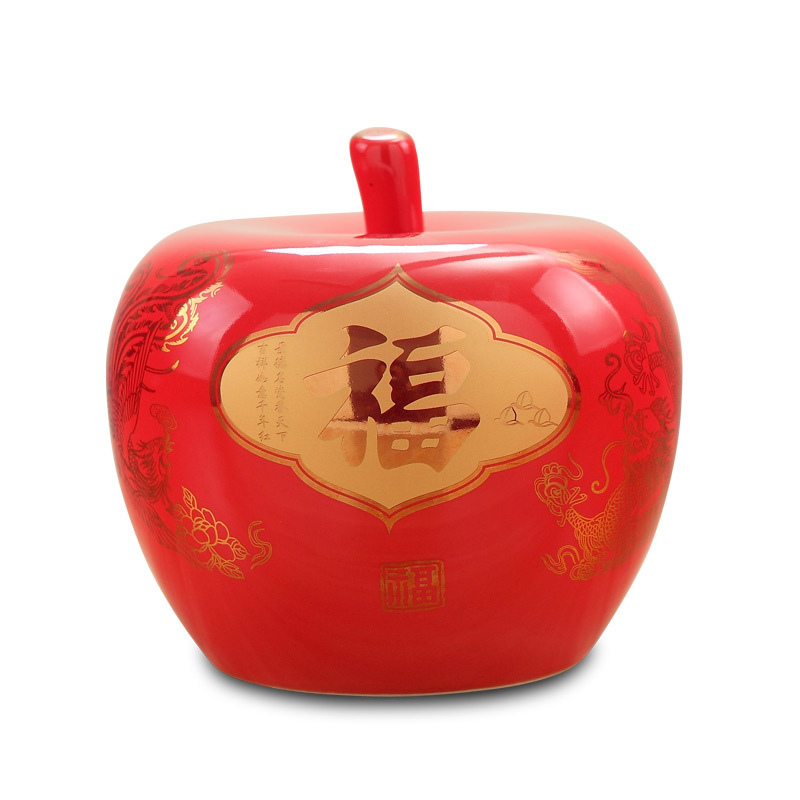 景德镇陶瓷器艺术品中国风红色花插花瓶小号客厅个性结婚礼物摆件3