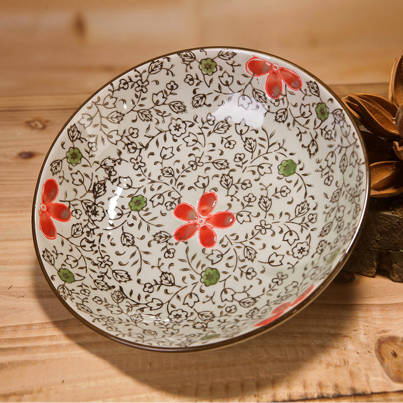 日式釉下彩餐具陶瓷盘子7英寸牛排盘酒店创意西餐餐盘菜盘家用鱼盘碟子单个