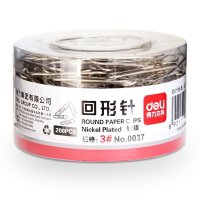 得力0037回形针 别针加厚电镀表层曲别针 金属 办公30mm 200枚
