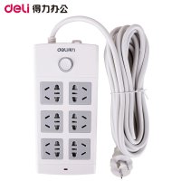 得力18206防触电拖线板6孔安全插座5米线插线板接线板排插电插板