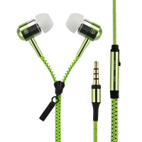 奥多金 手机耳机 拉链式重低音通用耳塞 适用于苹果三星小米华为VIVO魅族OPPO等手机通用 夜光版 绿色