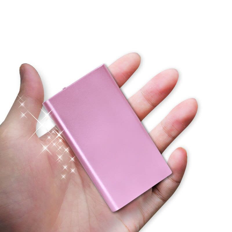 奥多金 便携迷你超小轻薄聚合物10000毫安大容量充电宝 LCD屏双USB快充2A移动电源 通用型 玫瑰粉图片