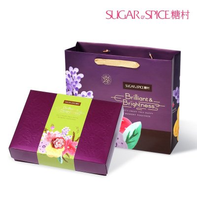 台湾进口 G601糖村紫绽花赏礼盒 法式牛轧糖250g+凤梨酥6入