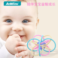 奥克欧 Aokeou 婴儿牙胶曼哈顿摇铃手抓球新生儿宝宝咬咬胶玩具