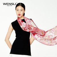 万事利WENSLI真丝丝巾长巾围巾披肩几何印花永恒