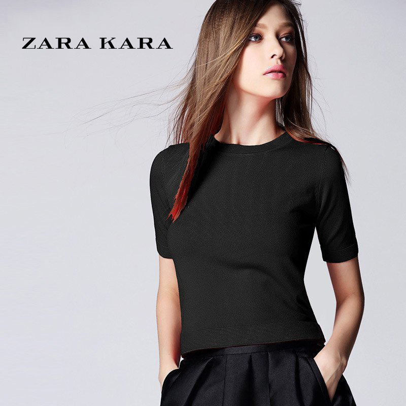 ZARA KARA修身显瘦短袖t恤女装夏季百搭上衣体恤衣服打底衫2018夏装新款