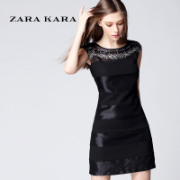 ZARA KARA女装2018夏装新款欧美街头亮片无袖镂空欧根纱钉珠连衣裙子夏季