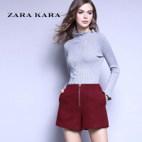 ZARAKARA 2018春装新款木耳边针织衫女套头薄款毛衣紧身打底衫百...