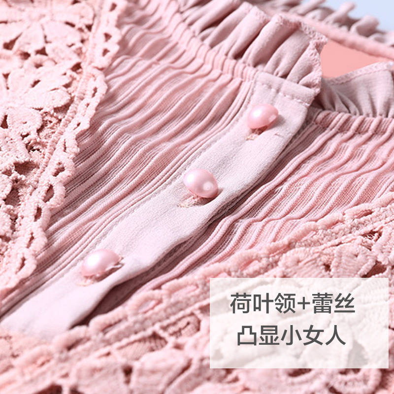 ZARAKARA2018春装新款加绒加厚蕾丝镂空打底衫女套头修身保暖针织...