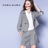 ZARA KARA 小香风时尚套装职业两件套名媛休闲西装阔腿裤短裤女2018春装潮