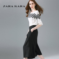 ZARA KARA 印花阔腿裤子时尚套装女装夏装名媛气质显瘦两件套2018夏季新款