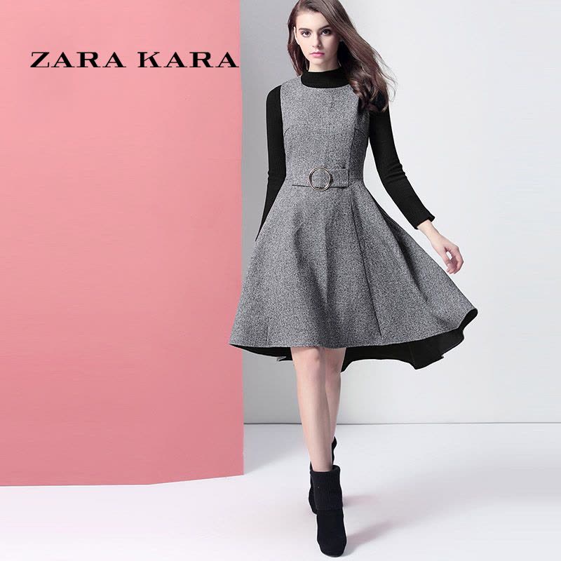 ZARAKARA 复古打底裙连衣裙女装修身显瘦无袖背心裙子冬天秋冬款20...图片