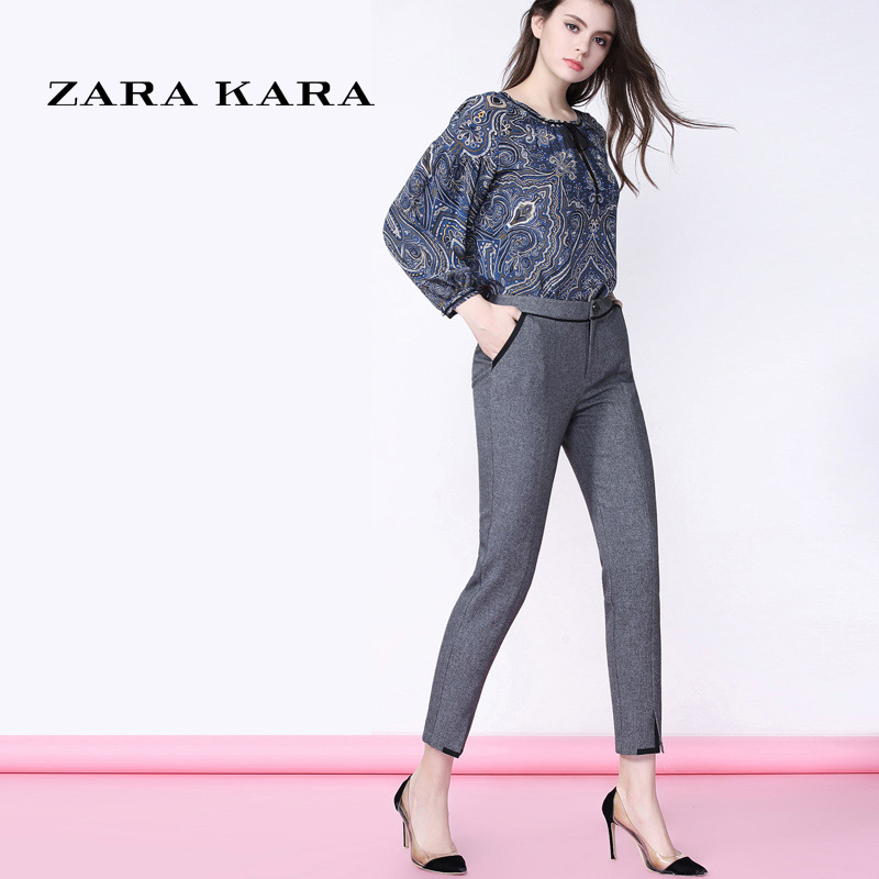 ZARA KARA休闲裤女修身显瘦铅笔裤九分裤子小脚裤西装裤2018早春季新款潮