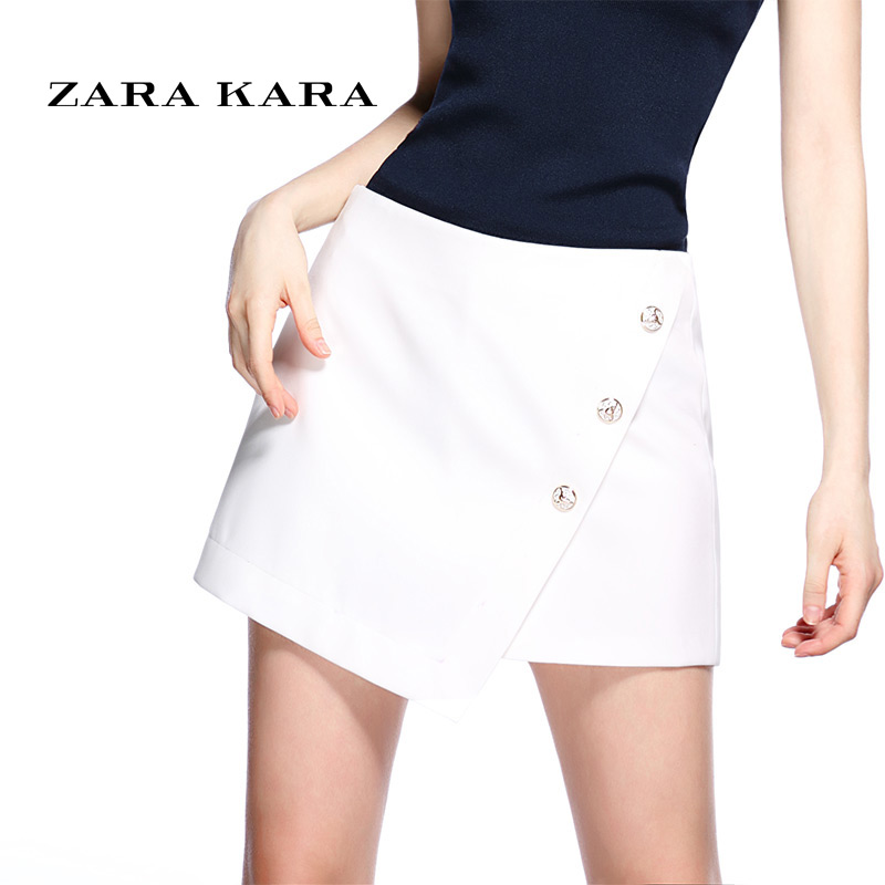 ZARA KARA 不规则阔腿裤女裤白色短裤子女装夏装修身新款休闲裤2018夏季B