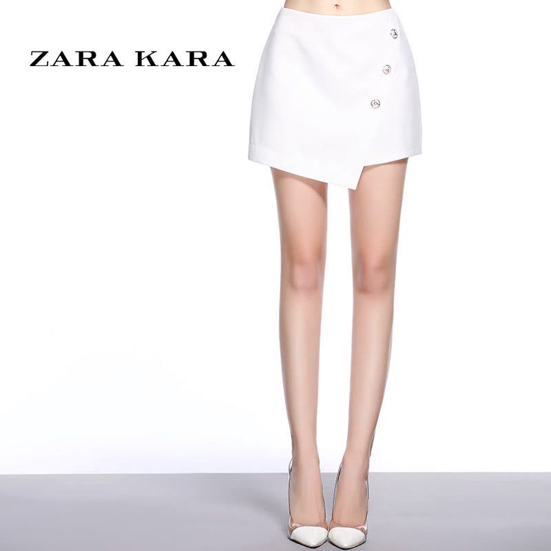 ZARA KARA 不规则阔腿裤女裤白色短裤子女装夏装修身新款休闲裤2018夏季B图片