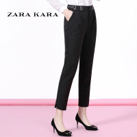 ZARA KARA 裤脚开叉休闲裤修身显瘦铅笔裤小脚裤九分裤子2018早春季新款B