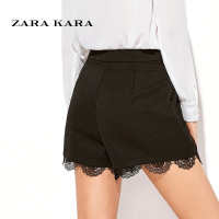 ZARA KARA蕾丝花边短裤女装修身显瘦A字阔腿裤休闲裤子2018春夏季新款潮B