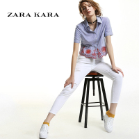 ZARA KARA白色破洞牛仔裤女春夏季2018新款修身显瘦小脚九分裤百搭女裤B