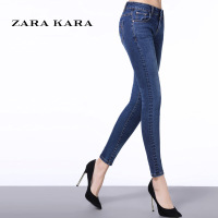 ZK水洗弹力牛仔裤小脚裤修身显瘦铅笔裤长裤子女装2018春装新款B