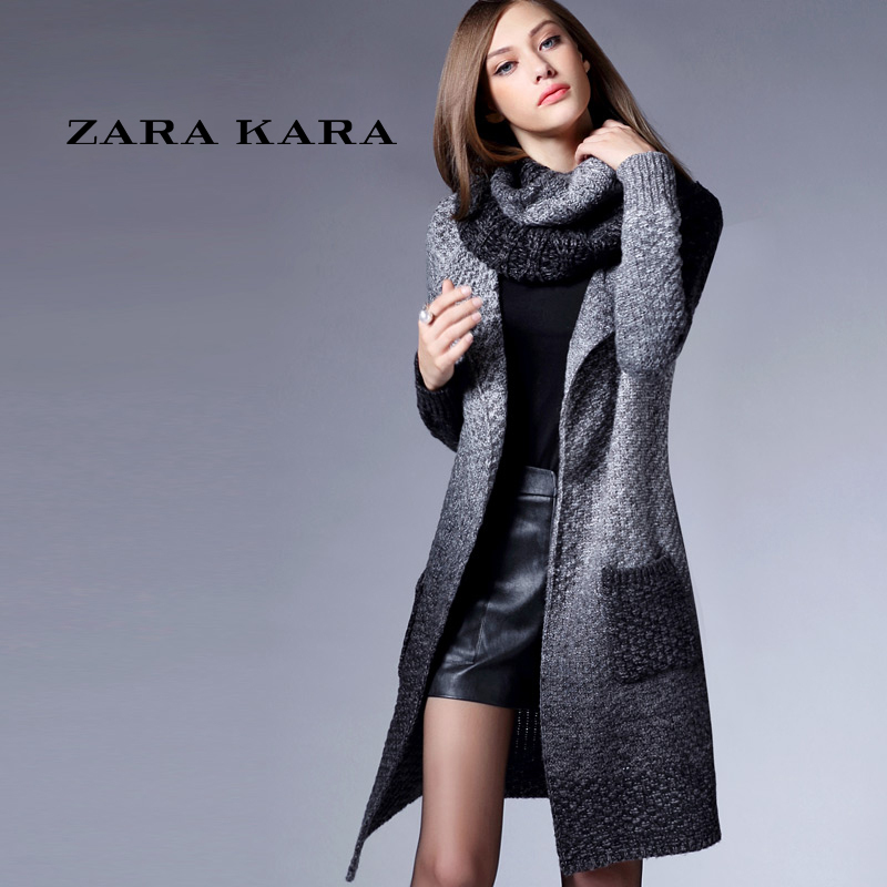ZARA KARA2018春装新款毛衣外套直筒开衫欧美修身女冬季