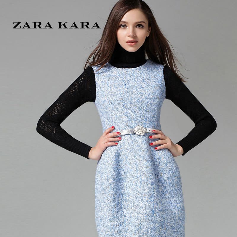 ZARA KARA2018秋冬新款连衣裙显瘦修身连衣裙女装无袖连衣裙图片