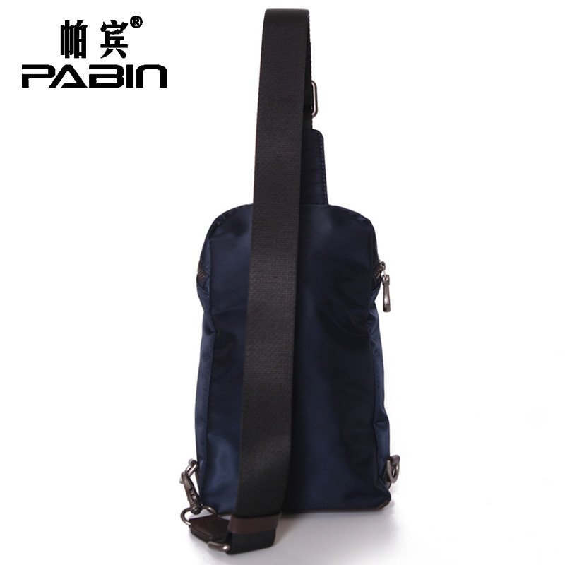 帕宾PaBin 男士胸包斜挎包 韩版单肩斜挎包 防水尼龙布配头层牛皮休闲胸包男