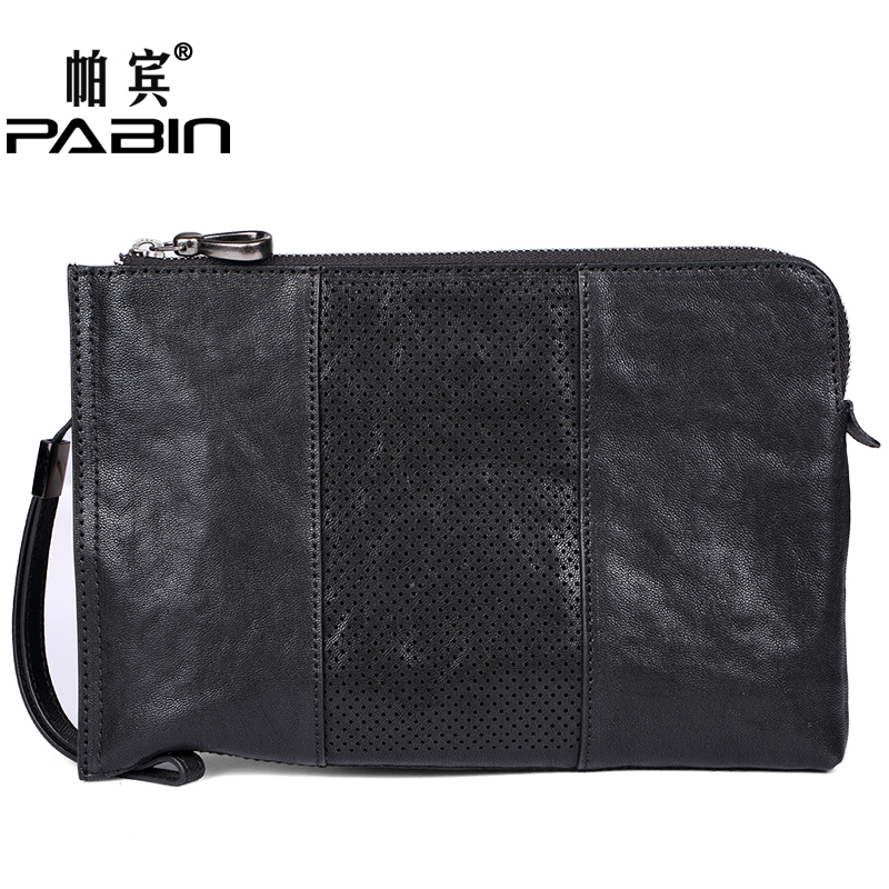 帕宾pabin 手包男真皮软皮大容量羊皮新款休闲手抓包信封包男手拿复古潮