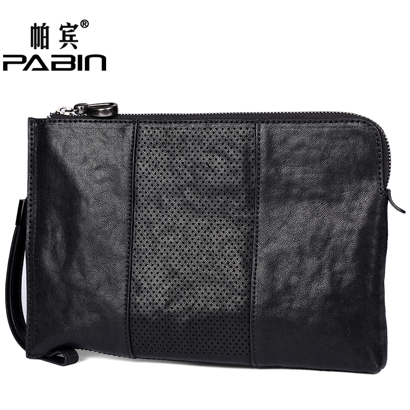 帕宾pabin 手包男真皮软皮大容量羊皮新款休闲手抓包信封包男手拿复古潮