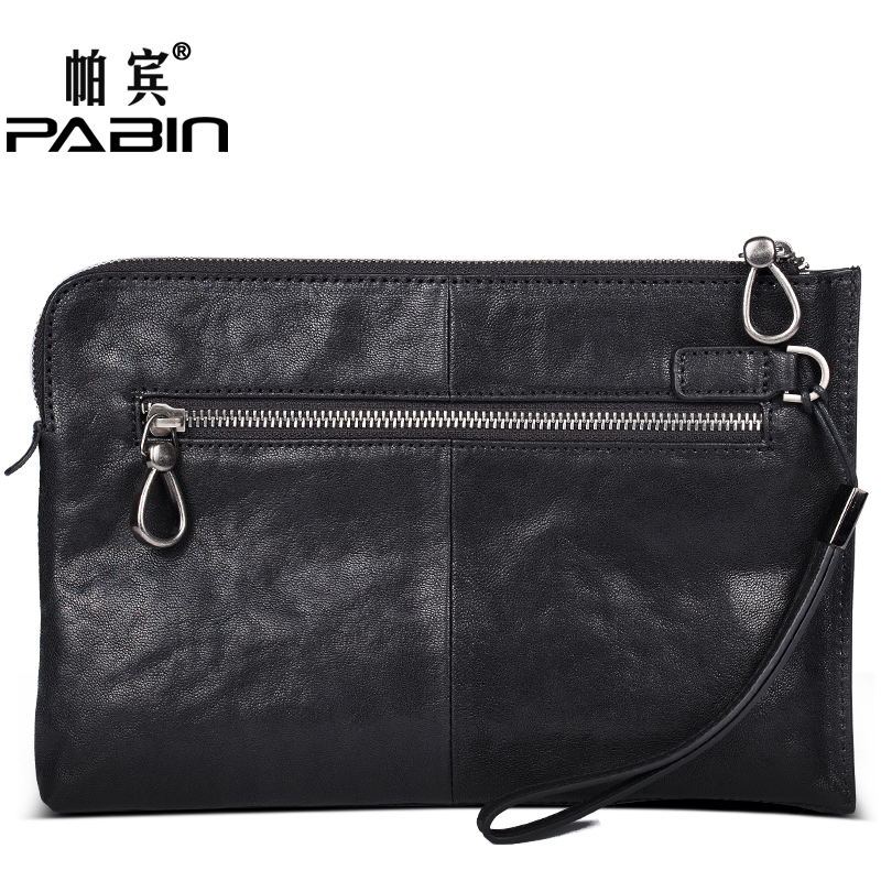 帕宾pabin 手包男真皮软皮大容量羊皮新款休闲手抓包信封包男手拿复古潮