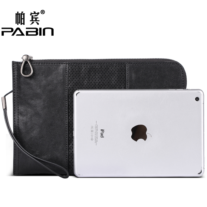 帕宾pabin 手包男真皮软皮大容量羊皮新款休闲手抓包信封包男手拿复古潮