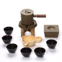 唐宸华宇 复古石磨半自动茶具功夫创意个性粗陶瓷泡茶器冲水整套特价
