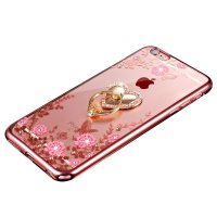 思诺琪 5S手机壳/保护套/苹果5硅胶软壳女 适用于iPhone5/5SE 水镶钻带支架