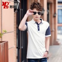 彬时(BINSHI) 夏季骷髅波点POLO衫韩版男士印花短袖翻领T恤青年修身半袖上衣